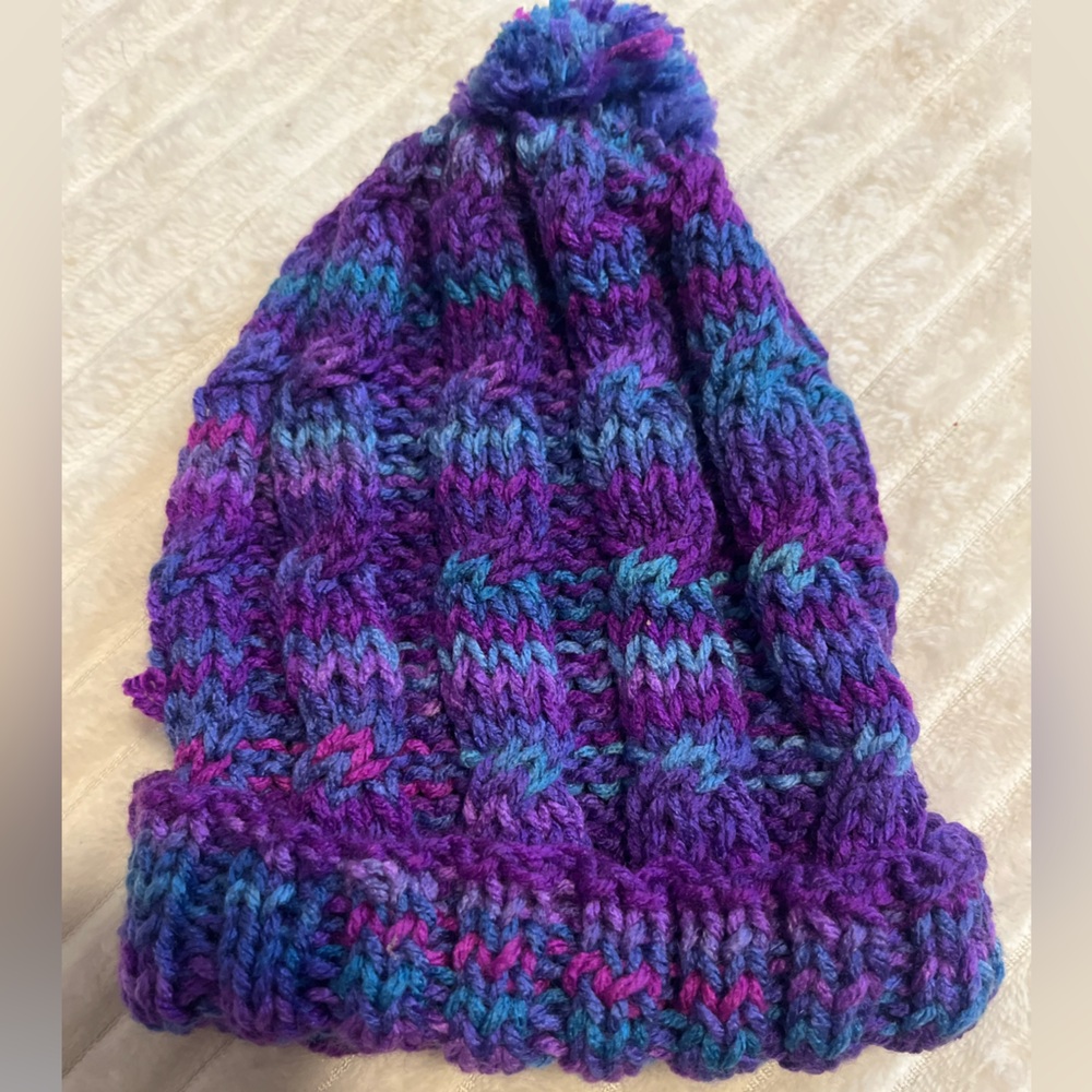 Vibrant Purple and Blue Kids Knit Hat,,H35
